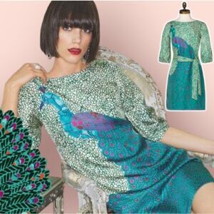 Lilly Pulitzer Pure Silk Sandpiper‎ Peacock Dress Women Sz 0 Green Teal Pull On